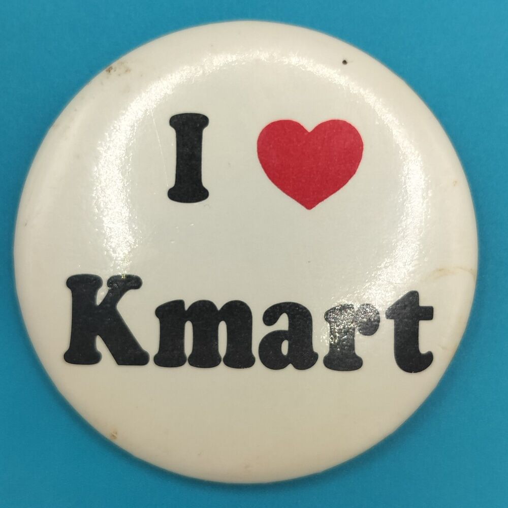 Kmart I Love Heart Vintage Big Pin Button Pinback Promo